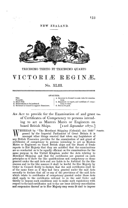 33 and 34 Victoriae 1870 No 43 Merchant Ships Officers