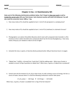 Chapter 11 Sec. 1-2 Stoichiometry WS