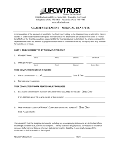 claim statement &ndash; medical benefits