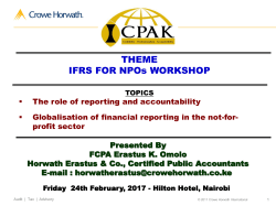 THEME IFRS FOR NPOs WORKSHOP