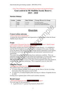 Operational plan goat hunting example