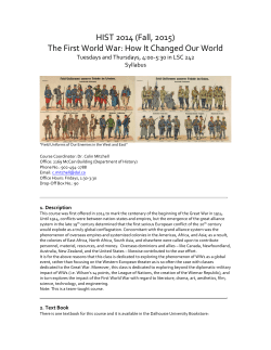 HIST 2014 (Fall, 2015) The First World War - Dal blogs
