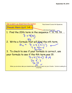 1. Find the 20th term in the sequence 7, 11, 15, 19
