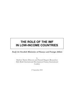 The Role of the IMF in Low-income Countries