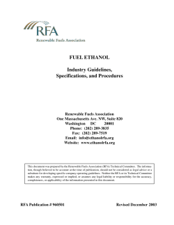 FUEL ETHANOL Industry Guidelines, Specifications, and