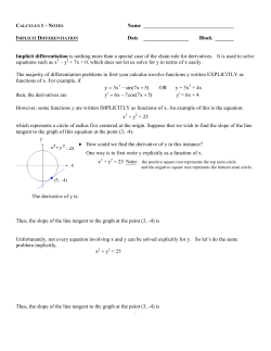 IMPLICIT DIFFERENTIATION PROBLEMS