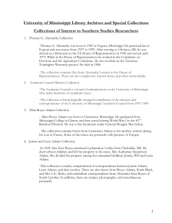 alphabetical list of all collections - Center for the Study of Southern