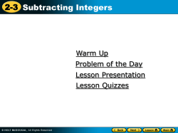 2-3 Subtracting Integers - Minidoka County Schools