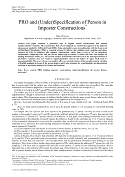 PRO and (Under)Specification of Person in Imposter Constructions