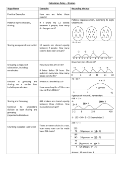 Calculation Policy – Division Stage Name Examples Recording