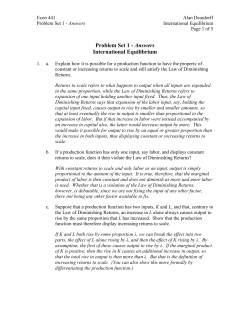 Problem Set 1 - Answers International Equilibrium