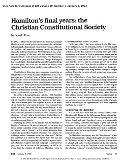 Hamilton`s Final Years: The Christian Constitutional Society