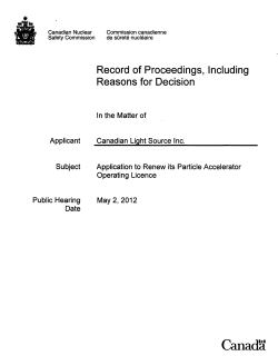 Application to Renew its Particle Accelerator Operating Licence