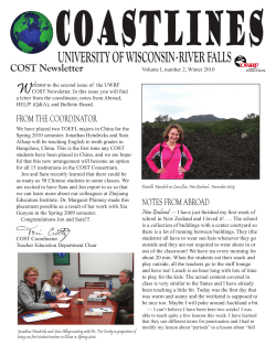 From the Coordinator notes From abroad