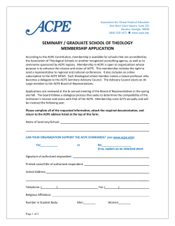 Seminary Member Application - Association for Clinical Pastoral