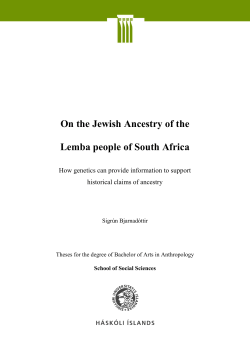 On the Jewish Ancestry of the Lemba people of South