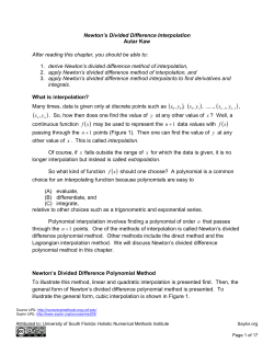 Textbook Chapter of the Newton`s Divided Difference Method of