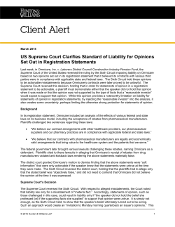 US Supreme Court Clarifies Standard of Liability for Opinions Set