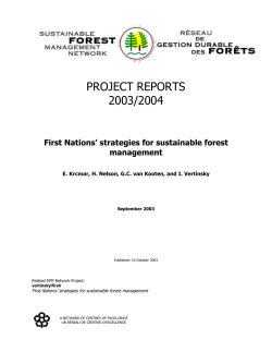 First Nations` strategies for sustainable forest management