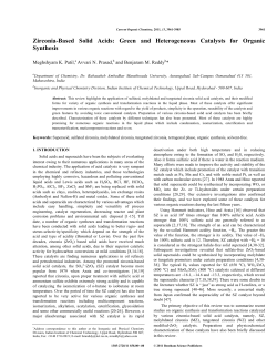 Zirconia-Based Solid Acids: Green and Heterogeneous Catalysts for