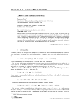 Addition and multiplication of sets - Faculty Web Server