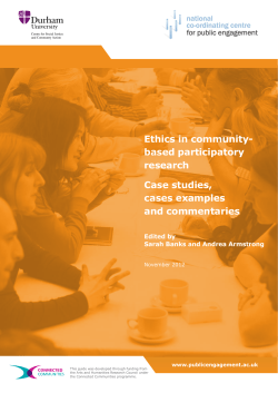 Ethics in community- based participatory research Case studies