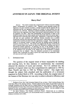 Antitrust in Japan: The Original Intent