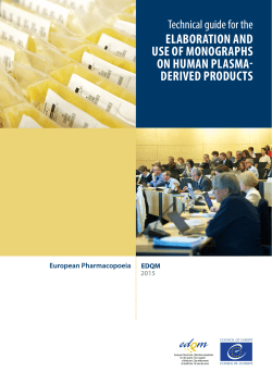 elaboration and use of monographs on human plasma