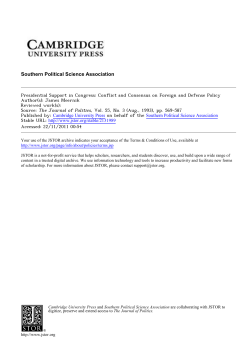 Presidential Support in Congress: Conflict and Consensus on