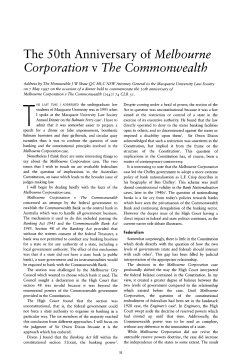 Shaw, JW --- "The 50th Anniversary of Melbourne Corporation v the