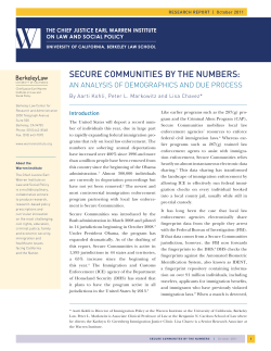 Secure communitieS by the numberS - Berkeley Law
