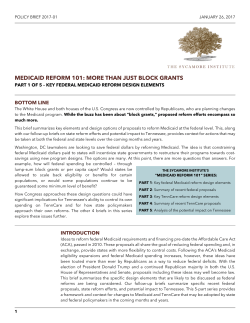 Federal Medicaid Reform Design Elements