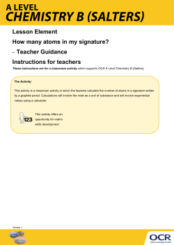 A Level Chemistry B (Salters) Lesson Element Teachers` Instructions