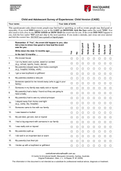 Life Events Questionnaire