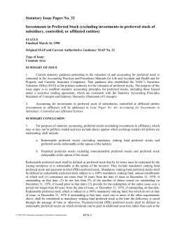Statutory Issue Paper No. 32 Investments in Preferred Stock