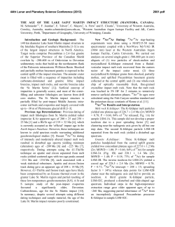 THE AGE OF THE LAKE SAINT MARTIN IMPACT STRUCTURE