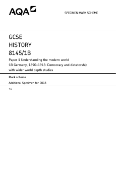GCSE History Additional Specimen mark scheme Paper 1B