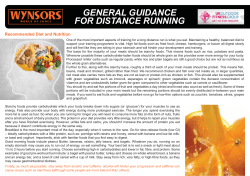 GENERAL GUIDANCE FOR DISTANCE RUNNING