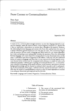 From Context to Contextualization