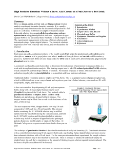 High Precision Titrations Without a Buret: Acid