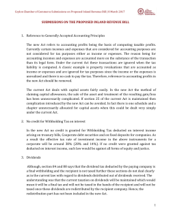 1 SUBMISSIONS ON THE PROPOSED INLAND REVENUE BILL 1