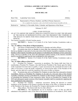 Leadership Term Limits. - North Carolina General Assembly
