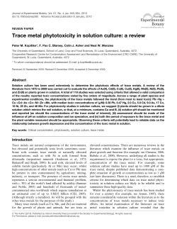 Trace metal phytotoxicity in solution culture: a