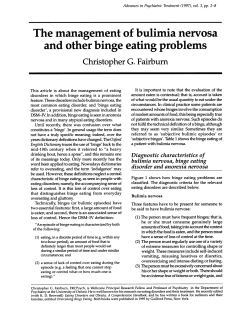 The management of bulimia nervosa and other binge eating problems