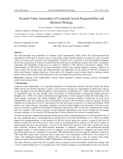 Societal Value Antecedent of Corporate Social