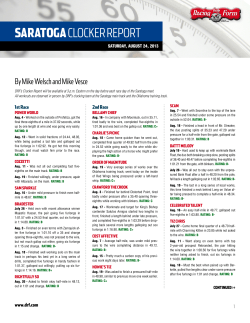 SARATOGA CLOCKER REPORT