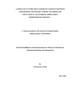 A STUDY OF FACTORS THAT GENERATE CONFLICT BETWEEN