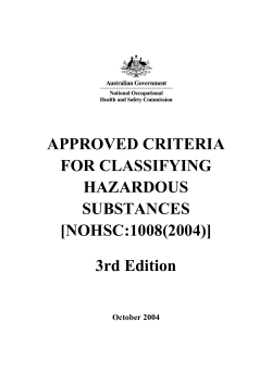 Approved Criteria for Classifying Hazardous Substances