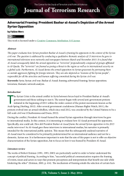 President Bashar al-Assad`s Depiction of the Armed Syrian Opposition