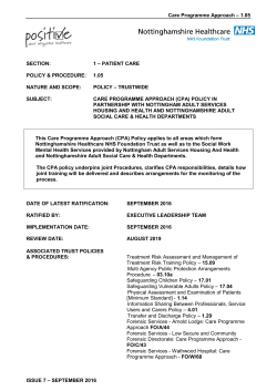 Care Programme Approach – 1.05 SECTION: 1 – PATIENT CARE